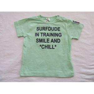 Dirkje - Jongens - T-shirt korte mouw - Groen - Surfdude.....  -  86- 18 maand