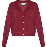 Usha - Gebreid Vest - Bourgogne - V-hals - Knoopsluiting