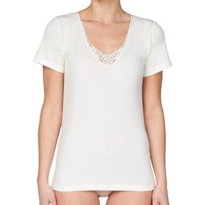 Dames thermo shirt Entex met korte mouw en kant Zwart - maat XXL