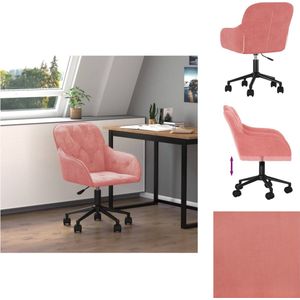 vidaXL Kantoorstoel - fluweel - roze - 56 x 61 x (78-86) cm - draaibaar - Bureaustoel