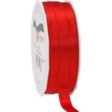 1x Luxe Hobby/decoratie rode satijnen sierlinten 1 cm/10 mm x 25 meter- Luxe kwaliteit - Cadeaulint satijnlint/ribbon