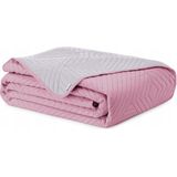 Sprei - Roze - Grijs - Dubbelzijdig - Wasbaar op 30 Graden