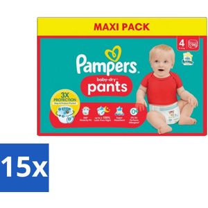 Pampers - Baby-Dry Pants - Luierbroekjes - Maat 4 (9-15 kg) - Extra Droog - 90 Luiers - Bulkverpakking - 15 stuks