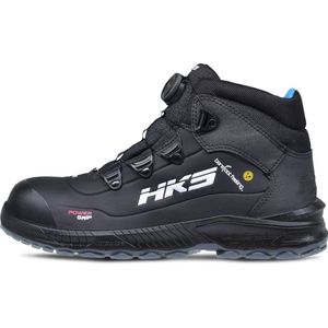 HKS Barefoot Feeling BFS 80 BOA S3 werkschoenen - veiligheidsschoenen - safety shoes - hoog - heren - dames - composiet - antislip - ESD - lichtgewicht - Vegan - zwart/grijs/blauw maat 45