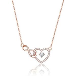 Zilveren Infinity Hart Hanger Ketting voor Dames - Ideaal voor Verjaardag, Valentijnsdag en Moederdag