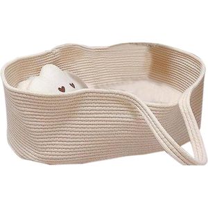 Moses Mand voor Baby – Draagbaar Wiegje van Katoen Touw – Handgemaakt Baby Bed – Reiswieg met Handvatten – Baby Draagmand – Comfortabel Babynest voor Thuis en Onderweg