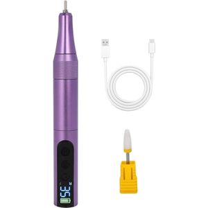 Peysaitr – Nagelboor - Elektrische nagelboor - Draadloos opladen - LCD-scherm - Nail Art-set - Draagbare elektrische nagelboor - Paars