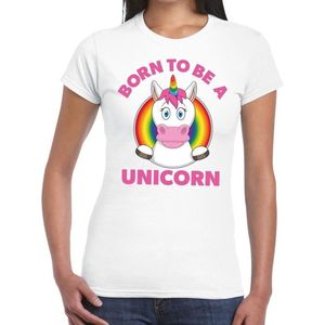 Born to be a unicorn gay pride t-shirt - wit regenboog shirt voor dames - gay pride S