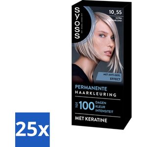 25 x SYOSS - Permanent Coloration 10-55 - Haarverf - Permanente Haarkleuring - Ultra Platina Blond - Grijsdekking - Haarverf - Permanente Haarkleuring - Grijsdekking - Ultra Platina Blond - Keratine