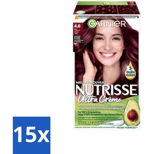Garnier - Nutrisse Ultra Crème 4.6 - Haarkleuring - Diep Rood Middenbruin - Intens Voedend - Permanente Kleur - Bulkverpakking - 15 stuks