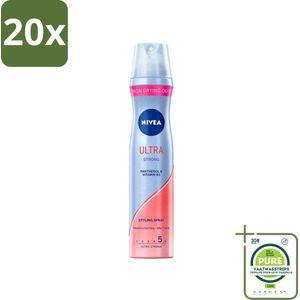 20 x Nivea - Haarspray - Ultra Strong - 250 ml - Grootverpakking - Haarspray - Sterke Fixatie - Langdurige Hold - Macadamia Olie - Haarverzorging