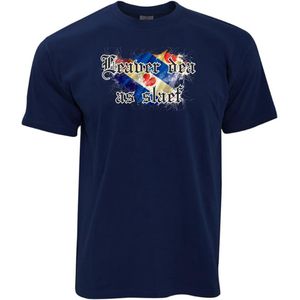 T- shirt navy met opdruk Leaver dea as Slaef maat S (Friesland, Grutte Pier)