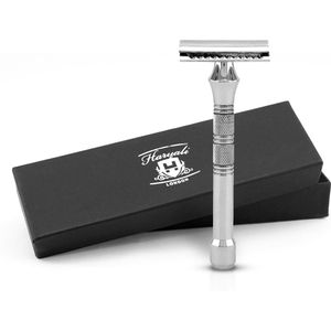 Haryali London Double Edge Safety Razor voor mannen en vrouwen - Roestvrijstalen Double Edge Razor - Ontwerp met grippad - Herbruikbaar scheermes - Geschikt voor alle DE-mesjes