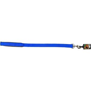 Hondenriem Nylon korthouder “SP” dubbel 25 mm x 60 cm, Blauw.