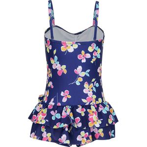 Badpak met bloemen donkerblauw 116-122