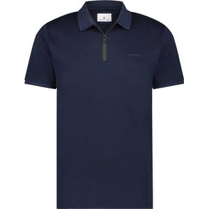 State of Art - Mercerized Pique Polo Rits Donkerblauw - Modern-fit - Heren Poloshirt Maat M