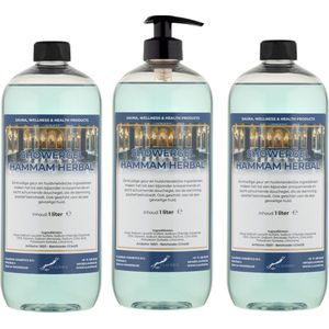 Douchegel Hammam Herbal 1 liter - set van 3 stuks - met gratis pomp - showergel