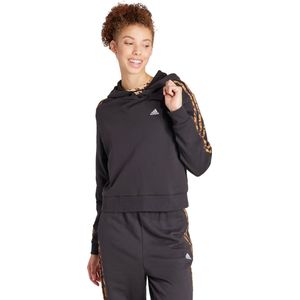 adidas Sportswear Essentials 3-Stripes Animal Print Relaxed Hoodie - Dames - Zwart- XL