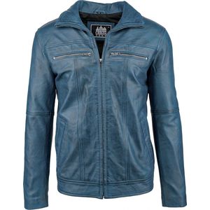 Urban 5884® - Calvin - Heren - Lams Leren Jack - Casual Jas - Blauw - Maat 4XL