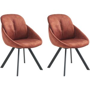 Set van 2 stoelen met fluweel en metalen armleuningen - Terracotta - BUSSELTON L 59 cm x H 86 cm x D 67 cm