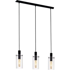 EGLO Montefino - hanglamp - 3-lichts - E27 - zwart/glas