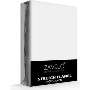 Zavelo Deluxe Stretch Flanel Hoeslaken Lichtgrijs - 2-persoons (140x200 cm) - Heerlijk Warm en Zacht - Perfecte Pasvorm - Hoogwaardige Kwaliteit