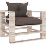The Living Store Pallet Armstoel Tuin - 80 x 67.5 x 62 cm - Grenenhout - Taupe