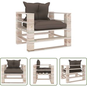 The Living Store Pallet Armstoel Tuin - 80 x 67.5 x 62 cm - Grenenhout - Taupe Tuinstoel - Lounge Stoel - Pallethouder - Buitensteun - Relaxfauteuil - Teak Meubilair