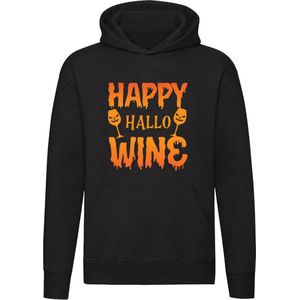 Happy hallo wine Hoodie - halloween - feest - oktober - drank - wijn - wijnen - unisex - trui - sweater - capuchon
