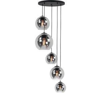 Hanglamp Smoking Glass - 5 lichts - Smoke glas - 5 bollen (2 x 15,2 x 20 ,1 x 25 cm) - Rookglas -  LY8516-5D