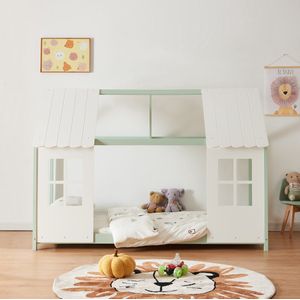 Kinderbed Tostedt huisbed grenen mint en wit 90x200 cm [en.casa]