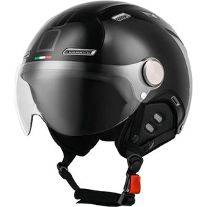 Demm Speed Pedelec helm - NTA 8776 Geschikt als Elektrische fiets, Snorfiets, Scooter, Brommer Helm - Vespa jethelm met vizier - Volwassenen - XS - Zwart - Gratis helmtas