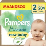 Pampers Harmonie Luiers - Maat 2 (4kg-8kg) - 204 Luiers - Maandbox