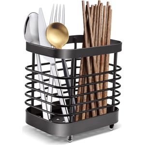 Unyqoos ® Roestvrijstalen Keukenorganizer voor Bestek en Kookgerei met Ventilatie en Afdruipfunctie