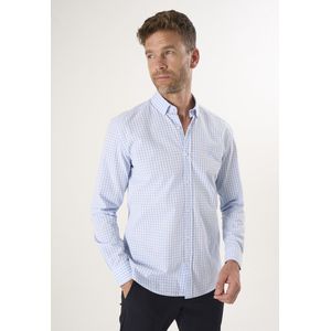 Felix Hardy - Geruit Overhemd - Blauw - 100% Katoen Heren