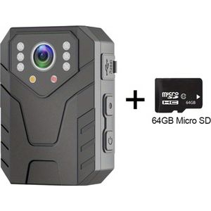Livano Politie Bodycam - Chest Camera - Spy Camera - Spy Cam - Verborgen Camera - Spionage Camera - Action Camera - HD + 64GB Opslag