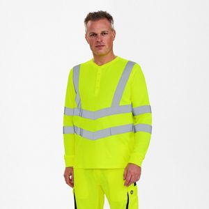 Engel Safety Grandad T-shirt met lange mouwen 9548-182 - Hi-vis Yellow - L