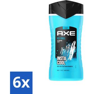 Axe - 3-in-1 Douchegel - Ice Chill - Icy Menthol - Insta Cool - 100% Plantaardig - 150 ml - Voordeelverpakking - 6 stuks