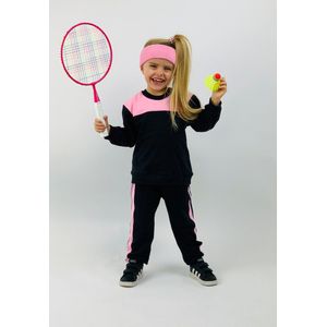 Gami Joggingpak met roze zijstreep 80 Zwart/roze