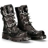 New Rock - M-727-S5 - Kniehoge Laarzen - Zwart/Zilverkleurig
