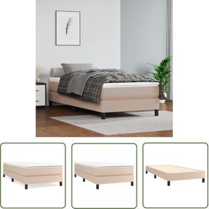 The Living Store Bedframe kunstleer cappuccinokleurig 100x200 cm - Boxspring Frame - Bed Frame - Tweepersoons Bed - Bruine Bedbank - Kapstok