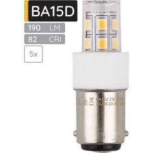 SPL Ba15d LED Lamp 2W - Warm Wit - 190lm - LED Buislamp T17 - 5 Stuks
