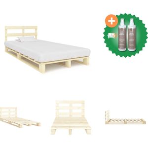 vidaXL Bedframe pallet massief grenenhout 120x200 cm - Bed - Inclusief Onderhoudsset