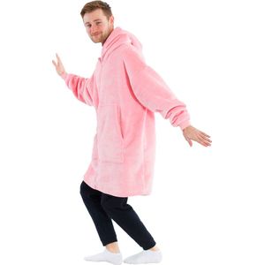 Vestie Hoodie Deken Met Rits - Hoodie Blanket With Zipper - Oversized Draagbare Deken - Sherpa Fleece - Pink - Roze