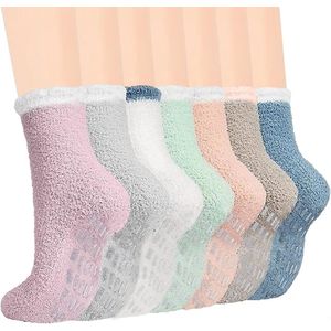 7 paar antislipsokken voor dames, warme fleecesokken, antislipsokken voor thuisgebruik.