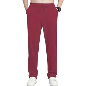 Nivard Linnen Broek Heren - Zomerbroek - Volwassenen - Lange Broek - Pantalon - Strandbroek - Zomer - Ibiza Stijl - Bordeauxrood - Maat XL