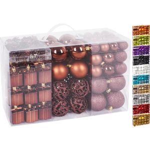 BRUBAKER Kerstballen - Set met Dennenappels, Kerstklokken, Geschenken, Kerstboompiek - Kerstboomversiering - 101 delen - Bruin