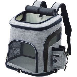 ACE Pets Hondenrugzak - Draagtas Hond en Kat - L tot 7.5 kg - 40 x 37 x 28 cm - Grijs