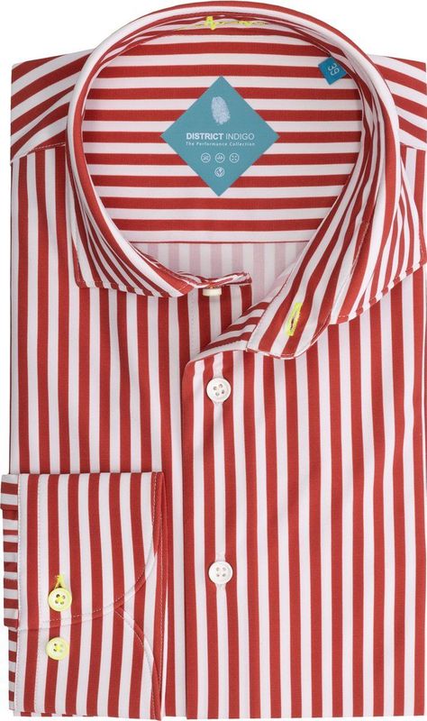 District Indigo Overhemd Performance Streep Rood (7.21.025.766 - 182)