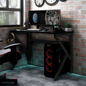 The Living Store Gaming Desk - Zwart - 110x60x75 cm - Ergonomisch design